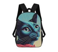 sinyumoney Blue Cat Fantasy Backpacks Children's Backpacks School Bag 3D Printed Children's School Backpack Fashion Travel Backpacks for Kids Elementary Middle School 17inch