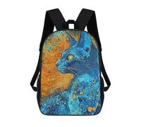 sinyumoney Blue Cat Painting Backpack School Work Laptop Backpack Rucksack Bag for Men, Women & Teenage Boys 17inch