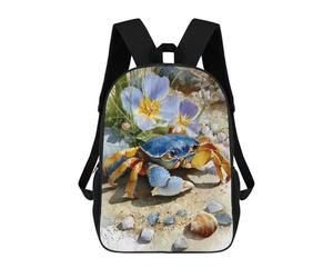 sinyumoney Blue Crab Watercolor Painting School Bags School Secondary High School College Backpack Travel for Girl, Teen Girls 17inch