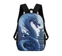 sinyumoney Blue Dragon Artwork Backpack for Boys Teen Students, Girls Rucksack Bags Toddler Elementary Middle School Bookbag 17inch