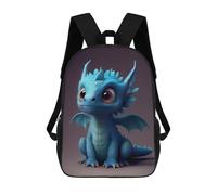 sinyumoney Blue Dragon Cub Artwork Children's Backpack, 3D Printed School Backpack, Backpack for Boys Girls, Adjustable School Bag for Primary School 17inch