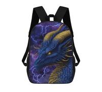 sinyumoney Blue Dragon Fantasy Art Print 17inch School Bag 3D Printed Children's School Backpack Casual Fashion Travel Backpacks for Kids School Students
