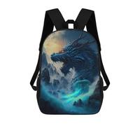 sinyumoney Blue Dragon Fantasy Artwork 17inch School Bag 3D Printed Children's School Backpack Casual Fashion Travel Backpacks for Kids School Students