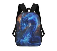 sinyumoney Blue Dragon Flame School Backpack 3D Printed Children's 17inch Backpacks Bag Bookbag for Kids Boy Girl Book Bags Kids School Bag Travel Rucksacks