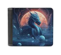 sinyumoney Blue Dragon Under The Full Moon 3D Print Clutch Purse Credit Card Slots Banknote Compartments Stylish Durable Wallets Craftsmanship Gifts 11.7cm*9.5cm