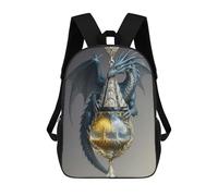 sinyumoney Blue Dragon with Golden And Silver Trees Backpacks Kids School Backpack Fashion School Bag 3D Printed School Bag for Boys Elementary And Middle School Students 17inch