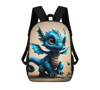 sinyumoney Blue Dragonling Adventure Children's Backpack, 3D Printed School Backpack, Backpack for Boys Girls, Adjustable School Bag for Primary School 17inch
