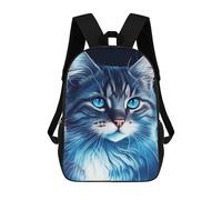 sinyumoney Blue-Eyed Feline Portrait Children's School Backpack 3D Printed for Kids Travel Rucksacks Book Bags Kids School Bag 17inch