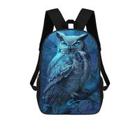 sinyumoney Blue-Eyed Forest Owl Backpacks 3D Printed 17inch Kids School Backpack Outdoor Casual Daypack Casual Travel Bags for Middle School Students