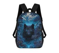 sinyumoney Blue-Eyed Wolf in Forest Backpack School Bag Backpack For Girls Boys Backpacks Large Capacity Kids Backpack Lightweight School Bags For Kids Students 17inch