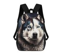 sinyumoney Blue-Eyed Wolf Portrait Backpacks Kids School Backpack School Bag 3D Printed School Bag for Boys Elementary And Middle School Students 17inch