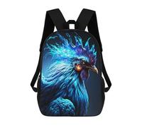 sinyumoney Blue Fire Rooster Monster School Backpack Secondary Causal Travel High School Bags for Teenage Girls Boys Women Men 17inch
