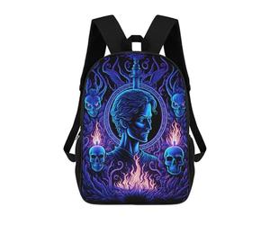 sinyumoney Blue Flame Portrait Artwork Backpack School Bag Lightweight Casual Daypack School Backpacks for Girl, Teen Girls 17inch