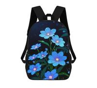 sinyumoney Blue Flowers Night Children's Backpack, 3D Printed School Backpack, Backpack for Boys Girls, Adjustable School Bag for Primary School 17inch