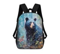 sinyumoney Blue Forest Bear Painting Backpack School Bag Large School Backpack for Boys - Perfect for Travel, Work And Daily Use 17inch