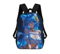 sinyumoney Blue Foxy Anime Girl Backpack Kids School Bag Boys Cartoon 3D Print Students Schoolbag Laptop Daypack for Boys Girls 17inch