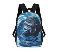 sinyumoney Blue Gorilla in Water Digital Art Backpack School Rucksack Casual Daypacks School Work Travel Bag for Girl, Teen Girls 17inch