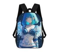 sinyumoney Blue-haired Angel with Tattoos Anime Girl Gaming Rucksack Water Resistant Travel Backpack Computer Bag for Teenage Girls Boys Women Men 17inch