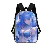 sinyumoney Blue-Haired Angel with Win 17 Inch Kids Backpack Fashion Fun Backpack Book Bag for Boys And Teenager 3D Printed for Boys