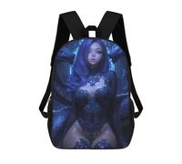 sinyumoney Blue-Haired Woman with Dragons Backpack School Bag Daypacks Business Backpack Water Resistant Bookbag for Girls Boys Teenage 17inch