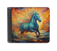 sinyumoney Blue Horse in Flames -1 3D Print Men's Wallet ID Window Coin RFID Blocking Stylish Slots Note Section Wallets Youth Guys 11.7cm*9.5cm