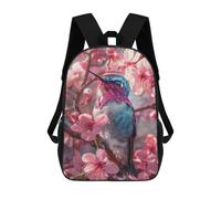 sinyumoney Blue Hummingbird Backpack Kids School Backpack School Bag 3D Printed Fashion School Bag for Boys Elementary And Middle School Student 17inch