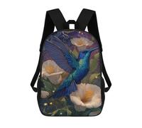 sinyumoney Blue Hummingbird in Flowers Backpack School Lightweight Airport College Students Back Pack for School/Work/Travel 17inch