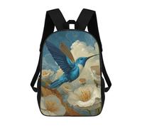 sinyumoney Blue Hummingbird with White Flowers Backpack School Bag Lightweight Airport College Students Back Pack for School/Work/Travel 17inch