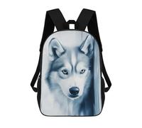 sinyumoney Blue Husky Portrait 3D Printed 17 Inch School Backpack Children's Backpacks 3D Printed Cool Knapsack for Boys Elementary And Middle