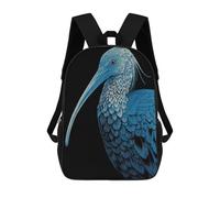 sinyumoney Blue Ibis Illustration on Black Background Backpack School High Secondary School Bags Casual Backpack for Teenage Girls Boys Women Men 17inch