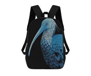 sinyumoney Blue Ibis Illustration on Black Background Backpack School High Secondary School Bags Casual Backpack for Teenage Girls Boys Women Men 17inch