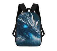 sinyumoney Blue Ice Dragon Portrait 3D Printed Children's School Backpack for Kids Travel Rucksacks Book Bags Kids School Bag 17inch