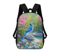 sinyumoney Blue Jay in Floral Landscape Painting School Backpack for Girls Backpack Water Repellent Casual Daypack Lightweight Rucksack Boy Girl School Backpack 17inch