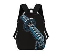 sinyumoney Blue Katana Close-Up Kids Backpack Girls 3D School Bags, Children's Rucksack Toddler Schoolbag,Casual Daypacks Fashion Bookbag Bag 17inch