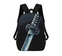 sinyumoney Blue Katana Sword Close-Up Backpack School Fashion Stationery Backpack Waterproof Casual Daypacks for Boys/Girls/Teenagers 17inch