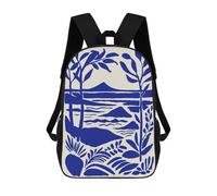 sinyumoney Blue Landscape with Plants And Mountains Backpack School Bag Water Resistant Travel Backpack Computer Bag for Camping Outdoor Adventures And Daily Travel 17inch