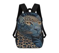 sinyumoney Blue Leopard Embroidery Artwork 17inch School Bag 3D Printed Children's School Backpack Casual Fashion Travel Backpacks for Kids School Students