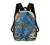 sinyumoney Blue Leopard Jungle Art Print Backpacks 3D Printed 17inch Kids School Backpack Outdoor Casual Daypack Casual Travel Bags for Middle School Students
