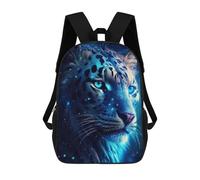 sinyumoney Blue Leopard Portrait Kids Backpack, Backpack School Bag, Backpacks Kids School 3D Printed School Bags for Elementary And Middle School Students Teens Birthday Gift 17inch