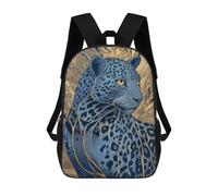 sinyumoney Blue Leopard Wall Art Print Children's Backpacks School Backpack 3D Printed for Kids Travel Rucksacks Book Bags Kids 17inch School Bag