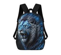 sinyumoney Blue Lion Artwork Kids School Backpack 3D Printed Fashion School Bag Casual School Bag for Boys Elementary And Middle School Students 17inch