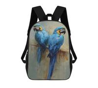 sinyumoney Blue Macaw Parrots Art Print Backpack School Bag Lightweight Casual Daypack School Backpacks for School/Work/Travel 17inch