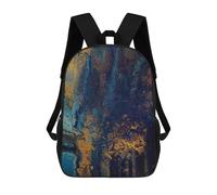 sinyumoney Blue Metallic Abstract Kids Backpack 17 Inch School Bag 3D Printed Cartoon School Backpacks for Boys And Teenager School Students