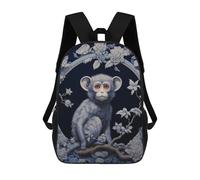 sinyumoney Blue Monkey in Blossoms -1 Backpacks, Kids Backpack Student School Bag 3D Printed Travel Backpacks Fashion Accessory Backpack Children Waterproof School Bags 17inch