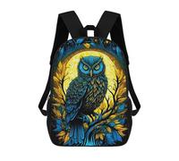 sinyumoney Blue Moon Owl Artwork Rucksack School Secondary High School College Backpack Travel for Teenage Girls Boys Women Men 17inch