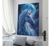 sinyumoney Blue Moon Unicorn Canvas Artwork for Wall for Living Room Bedroom Kitchen Hallway Stairs Modern Wall Art 12x18inch(30x45cm)