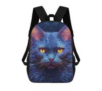 sinyumoney Blue Neon Cat Closeup Children's 17 Inch School Backpack 3D Printed Casual Daypacks for Kids Travel Rucksacks Book Bags Kids School Bag