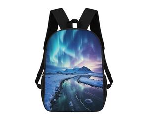 sinyumoney Blue Northern Lights School Backpack Large Water Resistant Laptop Backpack for Teenage Girls Boys Women Men 17inch