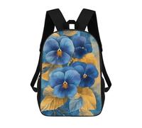 sinyumoney Blue Pansies Watercolor Backpack School Bag Water Resistant Travel Backpack Computer Bag for Girls Boys Teenage 17inch