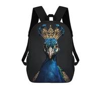 sinyumoney Blue Peacock King School Backpack Large Water Resistant Laptop Backpack for Boys/Girls/Teenagers 17inch